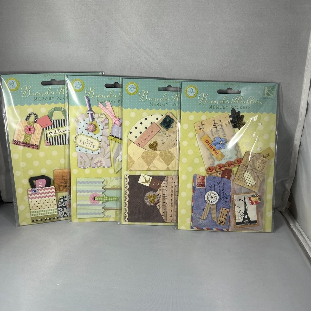 Brenda Walton Memory Pockets Scrapbooking Embellishments Set Of 4 Packs